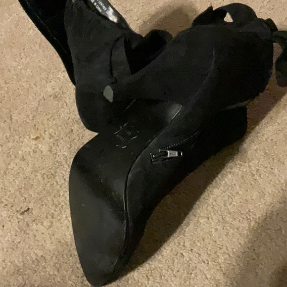 Boots with a bow.  Classy. Suede boots. 3” heel. 7. 1/2” tall - Picture 5 of 5